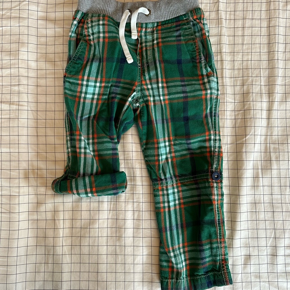Mini Boden Green Plaid Kids Bottoms